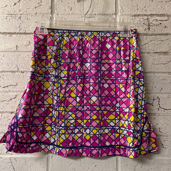 Vintage Y2K Vassarette Geometric Print Mini Skirt – Pink, Yellow, & Blue Retro - Picture 1 of 9